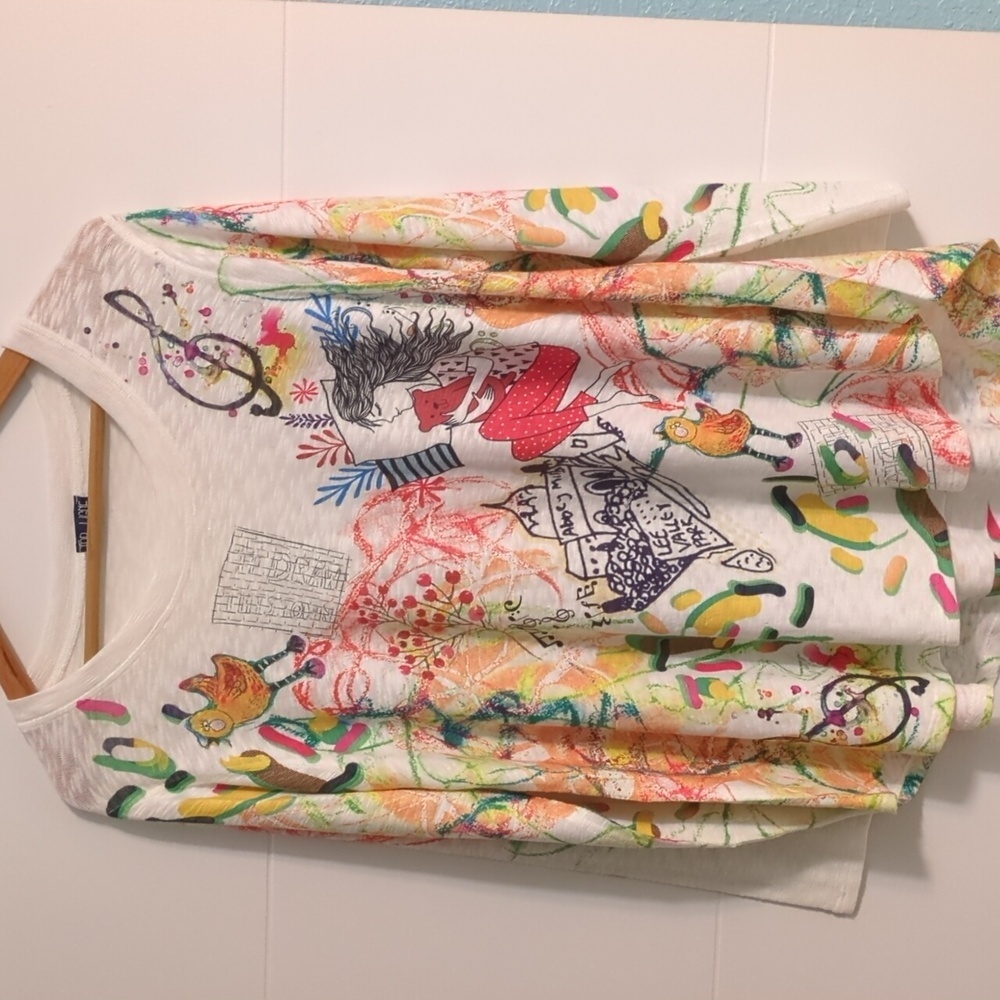 Top Ligne Colorful Art To Wear Music Lover Graphic Long Sleeve Oversized Shirt